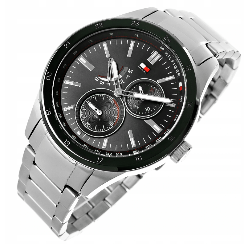 Tommy Hilfiger Austin Black Dial Silver Steel Strap Watch for Men - 1791639