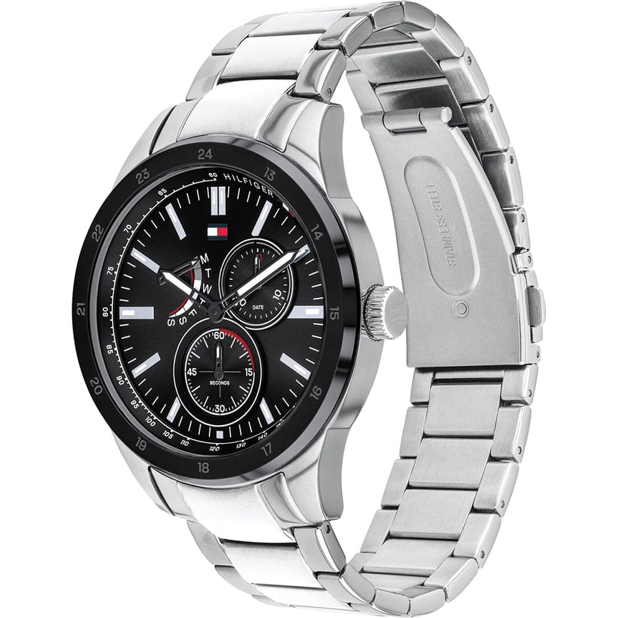 Tommy Hilfiger Austin Black Dial Silver Steel Strap Watch for Men - 1791639