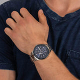 Tommy Hilfiger Austin Blue Dial Silver Steel Strap Watch for Men - 1791640