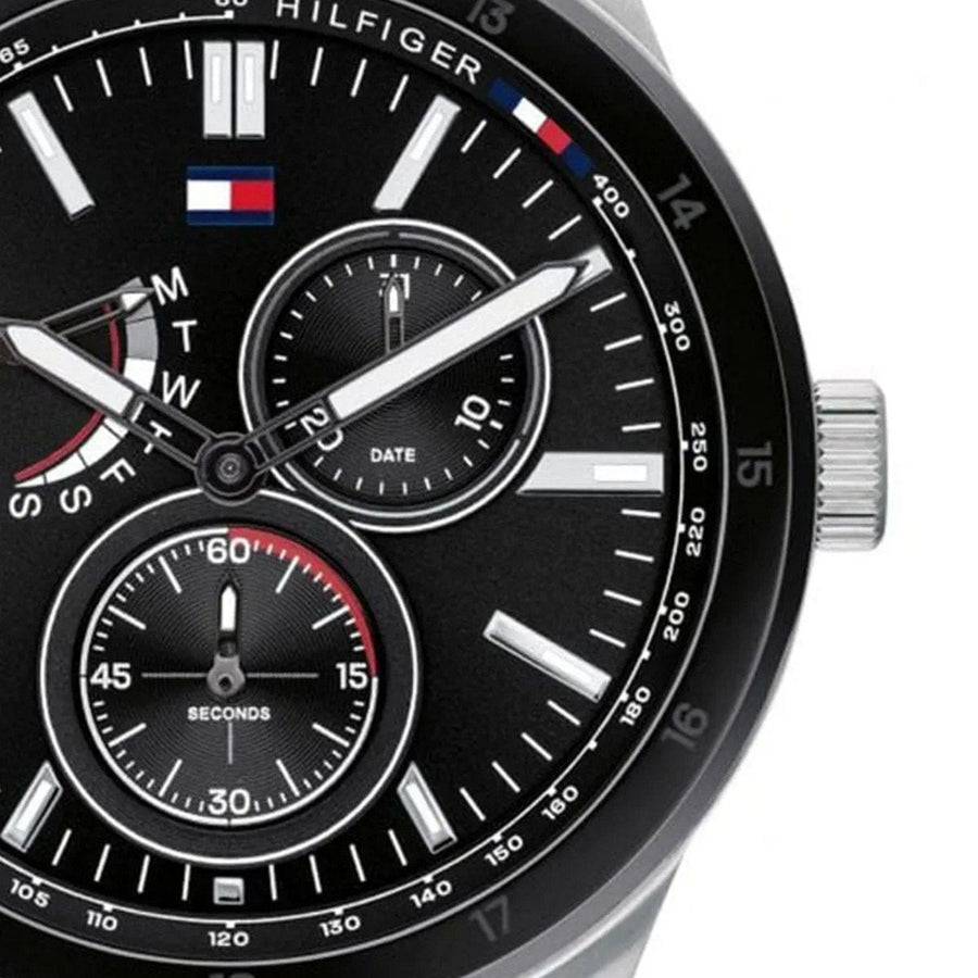 Tommy Hilfiger Austin Black Dial Silver Steel Strap Watch for Men - 1791639