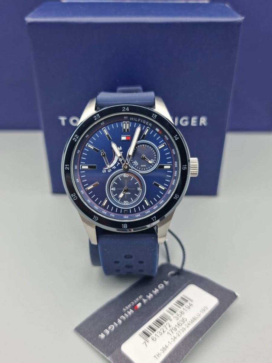 Tommy Hilfiger Austin Quartz Blue Dial Blue Rubber Strap Watch for Men - 1791635