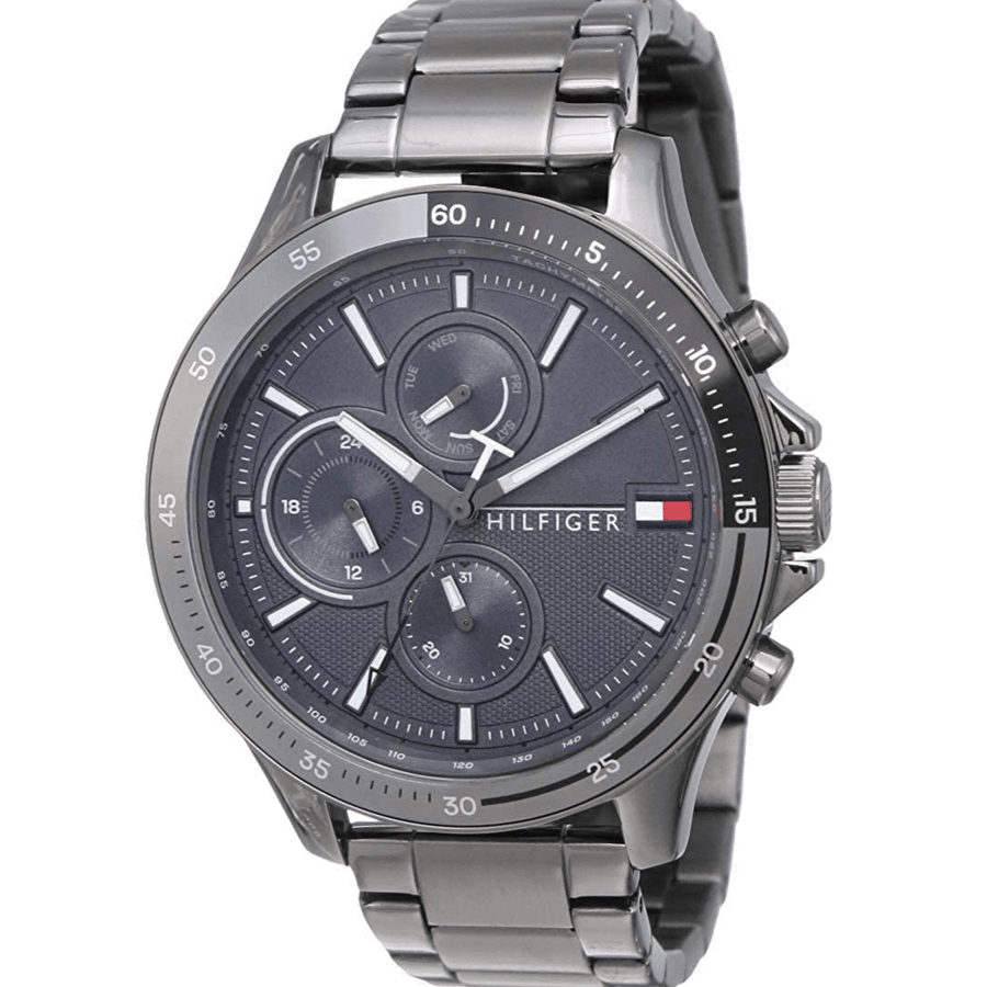 Tommy Hilfiger Bank Grey Dial Grey Steel Strap Watch for Men - 1791719
