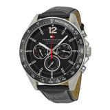 Tommy Hilfiger Luke Quartz Black Dial Black Leather Strap Watch for Men - 1791117