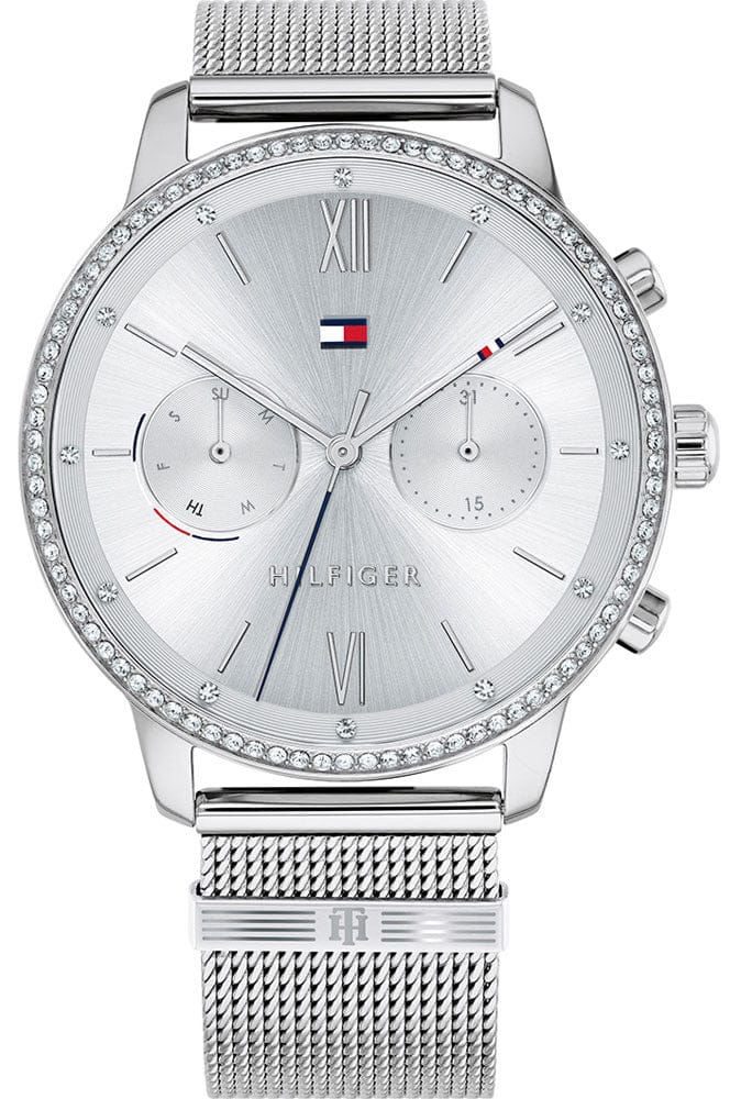 Tommy Hilfiger Blake Diamonds Silver Dial Silver Mesh Bracelet Watch for Women - 1782301