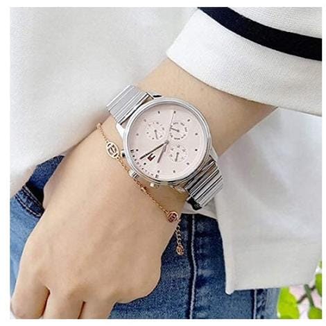 Tommy Hilfiger Blake Pink Dial Silver Steel Strap Watch for Women - 1781904