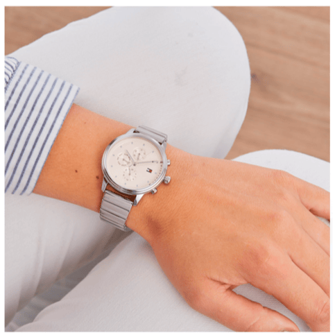 Tommy Hilfiger Blake Pink Dial Silver Steel Strap Watch for Women - 1781904
