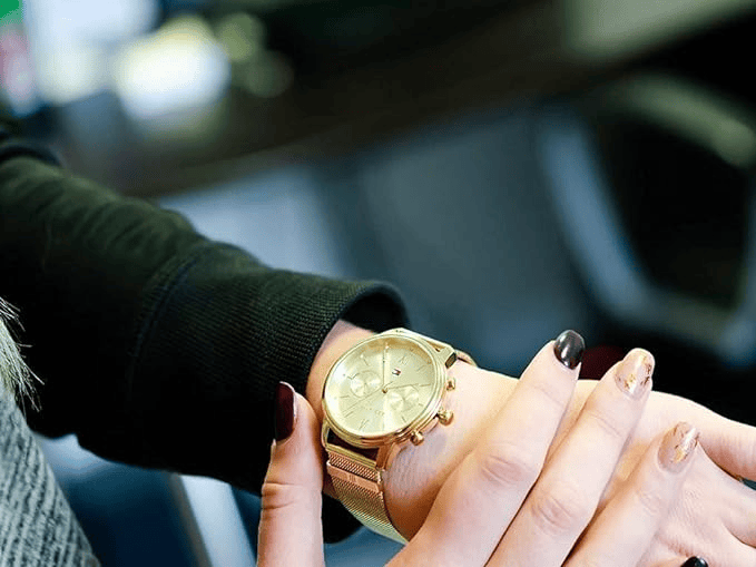 Tommy Hilfiger Blake Quartz Gold Dial Gold Mesh Bracelet Watch for Women - 1782302