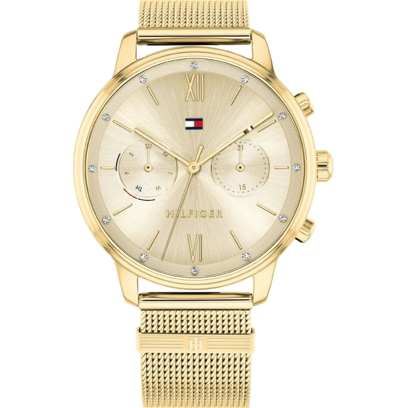 Tommy Hilfiger Blake Quartz Gold Dial Gold Mesh Bracelet Watch for Women - 1782302