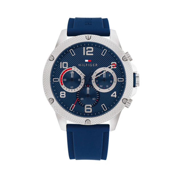 Tommy Hilfiger Blaze Chronograph Blue Dial Blue Rubber Strap Watch For Men - 1792027