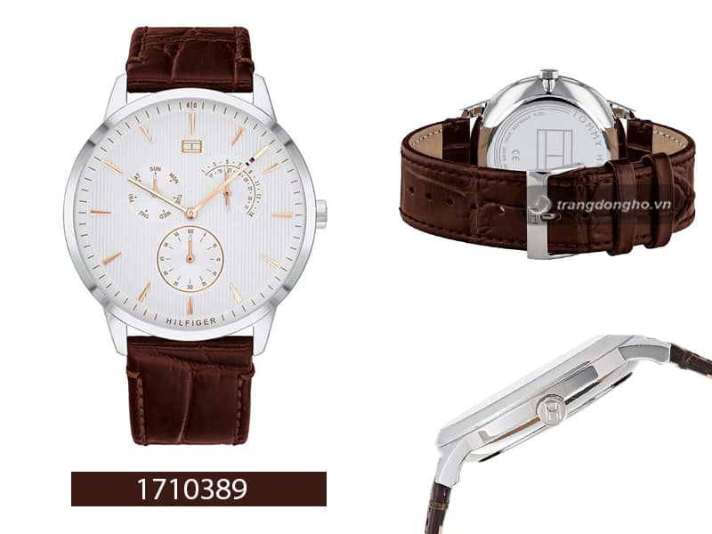 Tommy Hilfiger Brad Chronograph White Dial Brown Leather Strap Watch For Men - 1710389