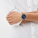 Tommy Hilfiger Briggs Chronograph Blue Dial Brown Leather Strap Watch for Men - 1791424