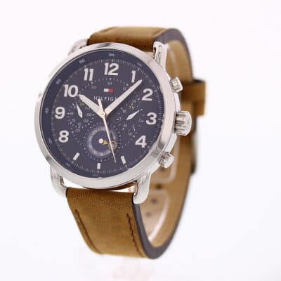 Tommy Hilfiger Briggs Chronograph Blue Dial Brown Leather Strap Watch for Men - 1791424