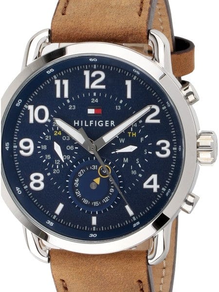 Tommy Hilfiger Briggs Chronograph Blue Dial Brown Leather Strap Watch for Men - 1791424