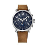 Tommy Hilfiger Briggs Chronograph Blue Dial Brown Leather Strap Watch for Men - 1791424