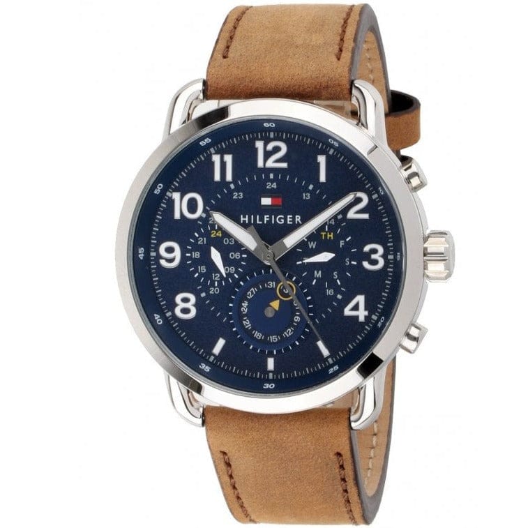 Tommy Hilfiger Briggs Chronograph Blue Dial Brown Leather Strap Watch for Men - 1791424