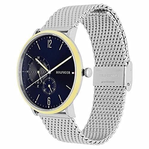 Tommy Hilfiger Brooklyn Quartz Blue Dial Silver Mesh Bracelet Watch for Men - 1791505