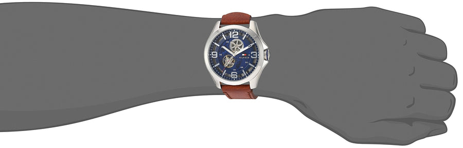 Tommy Hilfiger Bruce Analog Blue Dial Brown Leather Strap Watch for Men - 1791278