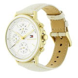 Tommy Hilfiger Carly Silver Dial Cream Leather Strap Watch for Women - 1781790