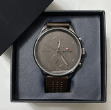 Tommy Hilfiger Chase Quartz Brown Dial Brown Leather Strap Watch for Men - 1791579