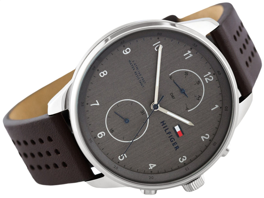 Tommy Hilfiger Chase Quartz Brown Dial Brown Leather Strap Watch for Men - 1791579