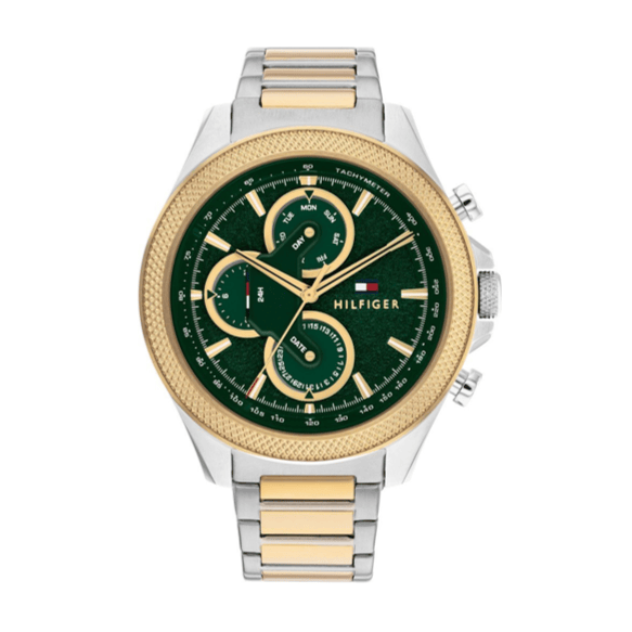 Tommy Hilfiger Clark Chronograph Blue Dial Two Tone Steel Strap Watch For Men - 1792079