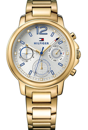 Tommy Hilfiger Claudia White Dial Gold Steel Strap Watch for Women - 1781742