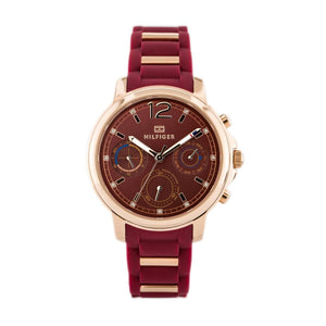 Tommy Hilfiger Claudia Red Dial Two Tone Steel Strap Watch for Women - 1781744