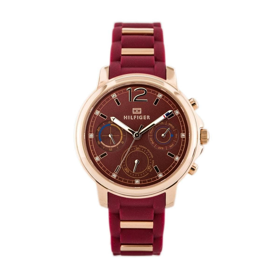 Tommy Hilfiger Claudia Red Dial Two Tone Steel Strap Watch for Women - 1781744