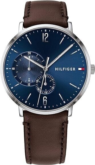 Tommy Hilfiger Cooper Blue Dial Brown Leather Strap Watch for Men - 1791508