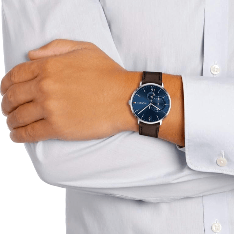 Tommy Hilfiger Cooper Blue Dial Brown Leather Strap Watch for Men - 1791508