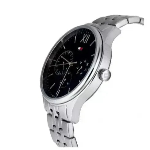 Tommy Hilfiger Damon Chronograph Blue Dial Silver Steel Strap Watch for Men - 1791416