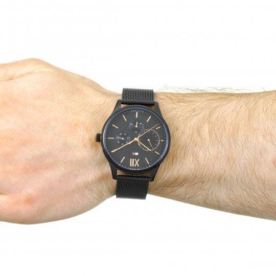 Tommy Hilfiger Damon Quartz Black Dial Black Mesh Bracelet Watch for Men - 1791420