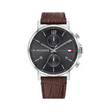 Tommy Hilfiger Daniel Grey Dial Brown Leather Strap Watch for Men - 1710416