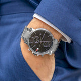 Tommy Hilfiger Daniel Black Dial Silver Steel Strap Watch for Men - 1710413