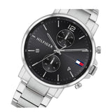 Tommy Hilfiger Daniel Black Dial Silver Steel Strap Watch for Men - 1710413