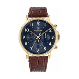 Tommy Hilfiger Daniel Blue Dial Brown Leather Strap Watch for Men - 1710380
