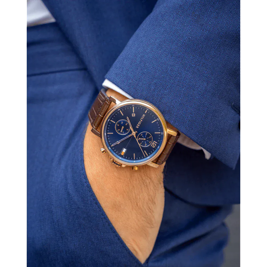Tommy Hilfiger Daniel Blue Dial Brown Leather Strap Watch for Men - 1710418