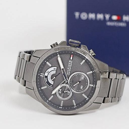Tommy Hilfiger Decker Quartz Black Dial Black Steel Strap Watch for Men - 1791347