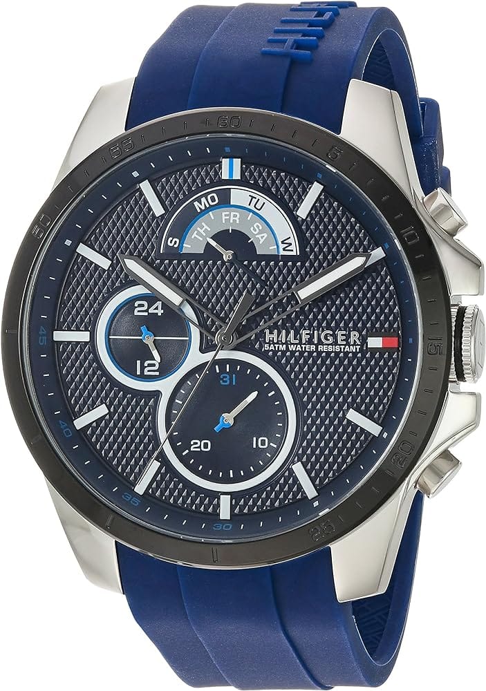 Tommy Hilfiger Decker Quartz Blue Dial Blue Rubber Strap Watch for Men - 1791350