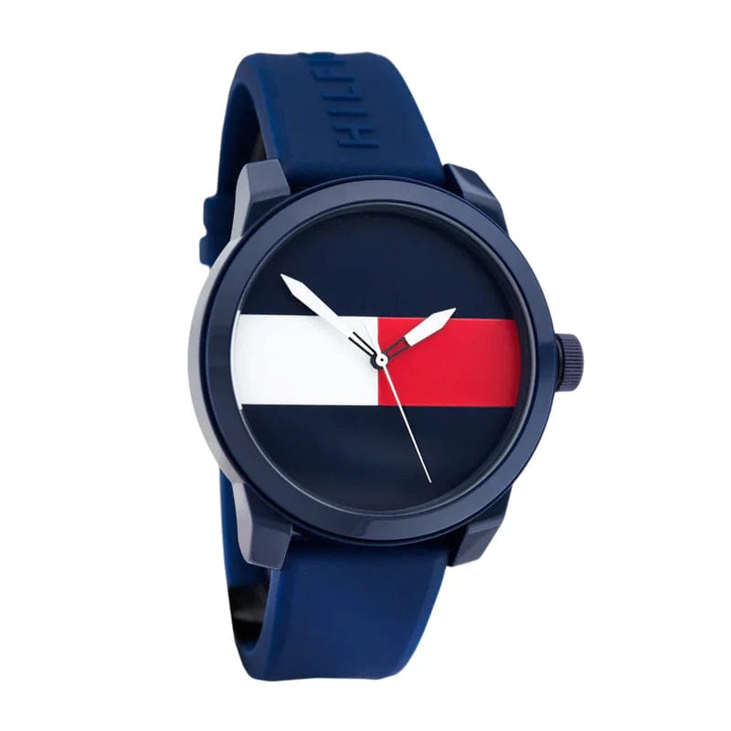 Tommy Hilfiger Denim Quartz Blue Dial Blue Rubber Strap Watch for Men - 1791322