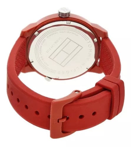 Tommy Hilfiger Denim Quartz Red Dial Red Rubber Strap Watch for Men - 1791323