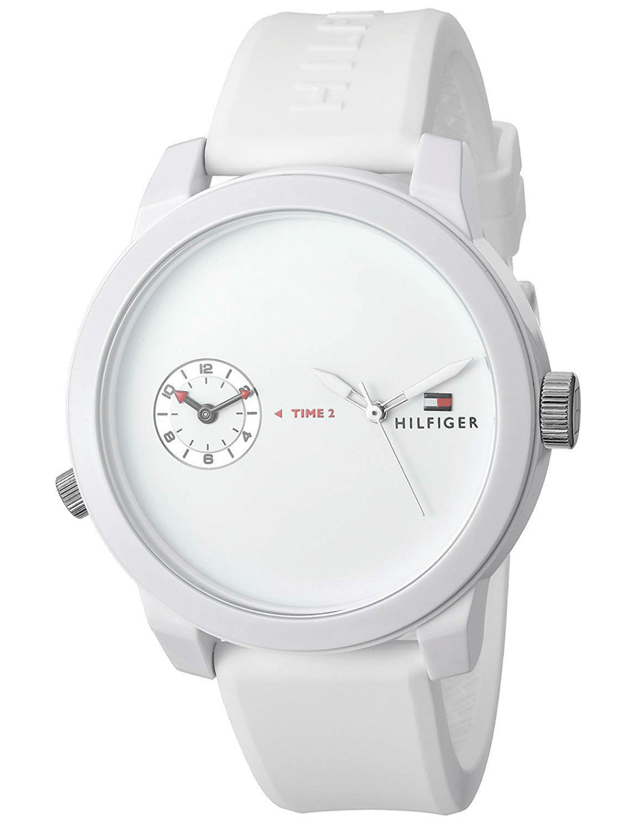 Tommy Hilfiger Denim White Dial White Rubber Strap Watch for Men - 1791324