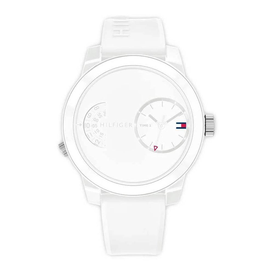 Tommy Hilfiger Denim White Dial White Rubber Strap Watch for Men - 1791558