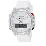 Tommy Hilfiger Digital Silver Dial White Silicone Strap Watch For Men - 1791764