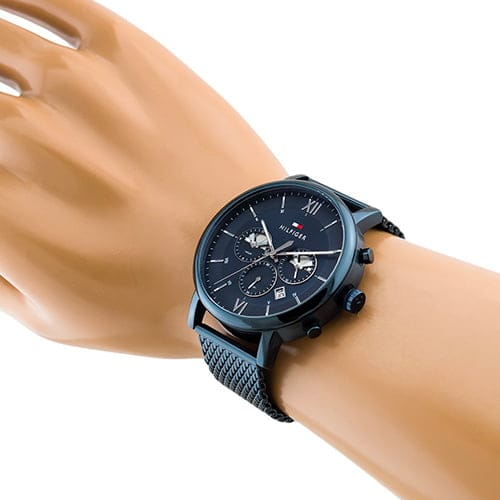 Tommy Hilfiger Evan Blue Dial Blue Mesh Bracelet Watch for Men - 1710397