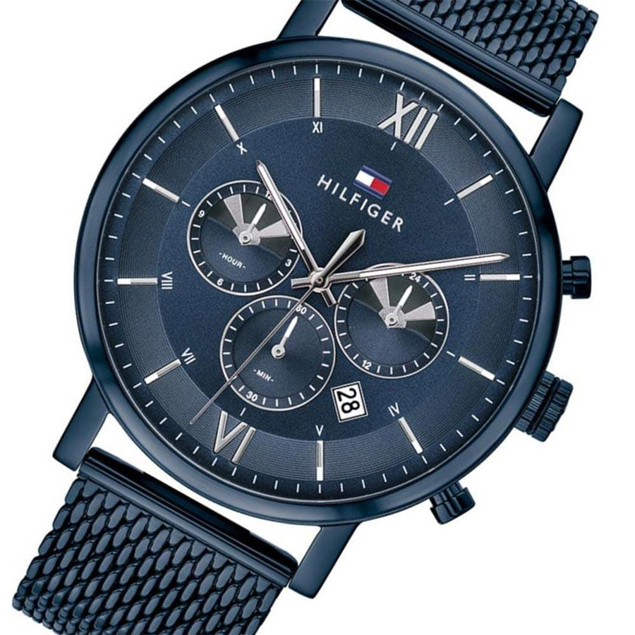 Tommy Hilfiger Evan Blue Dial Blue Mesh Bracelet Watch for Men - 1710397