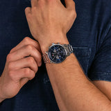 Tommy Hilfiger Evan Chronograph Blue Dial Silver Steel Strap Watch For Men - 1710409
