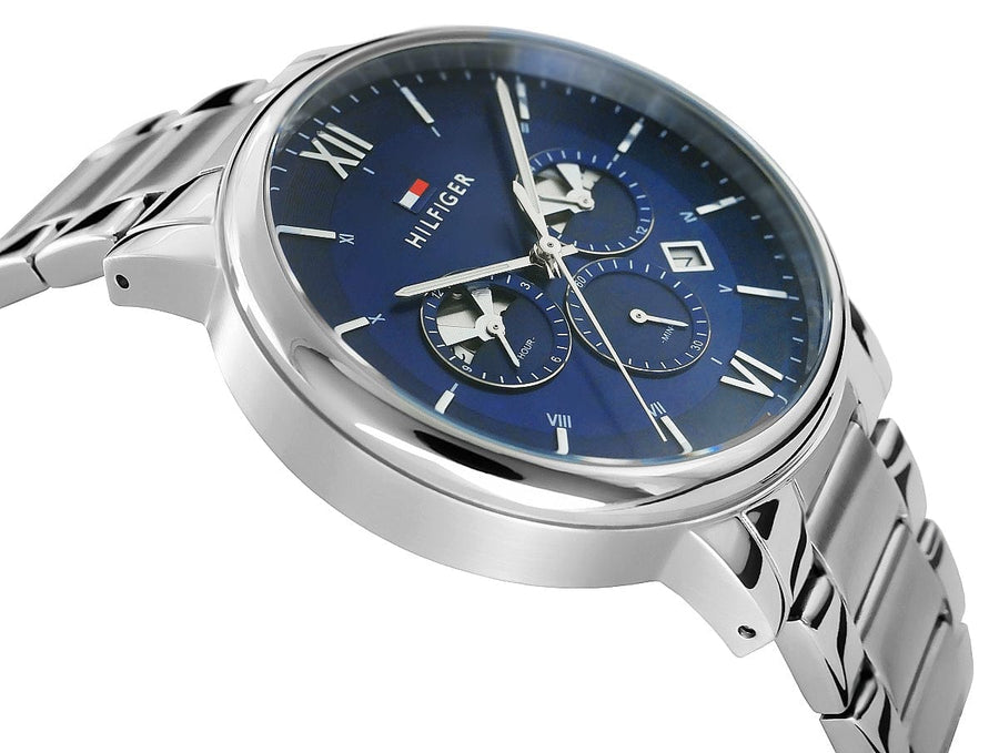 Tommy Hilfiger Evan Chronograph Blue Dial Silver Steel Strap Watch For Men - 1710409