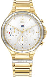 Tommy Hilfiger Eve Chronograph Quartz White Dial Gold Steel Strap Watch For Women - 1782278