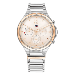 Tommy Hilfiger Eve Chronograph Quartz Pink Dial Silver Steel Strap Watch For Women - 1782279